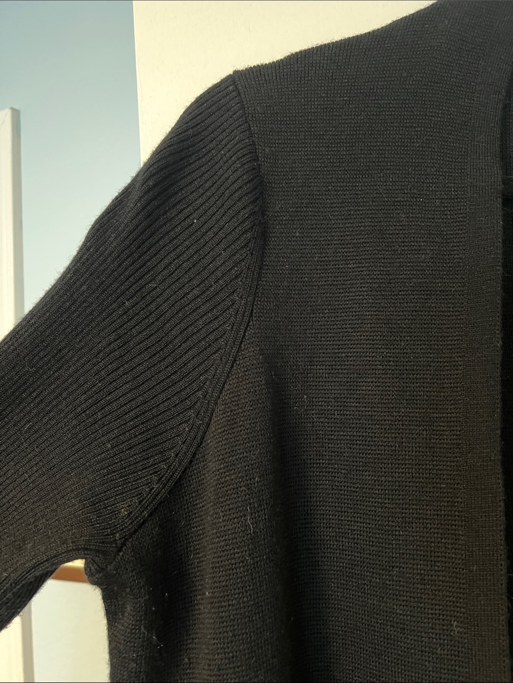Banana Republic Black Long Open-Front Cardigan merino wool blend - Picture 3 of 5